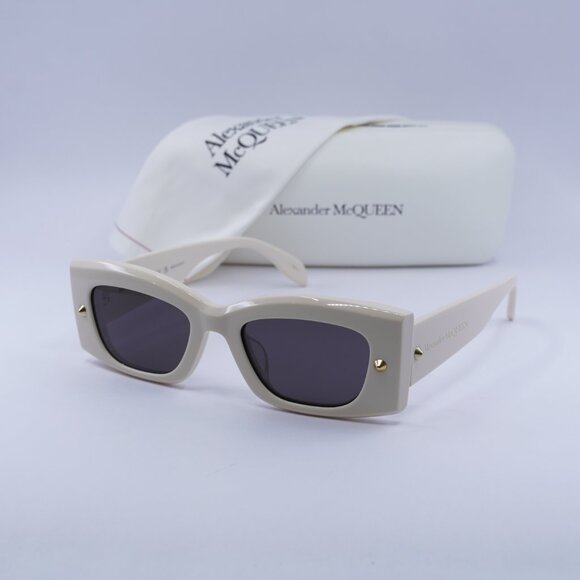 Final Price! Alexander McQueen AM0426S 005 Ivory/Grey Sunglasses main image 10